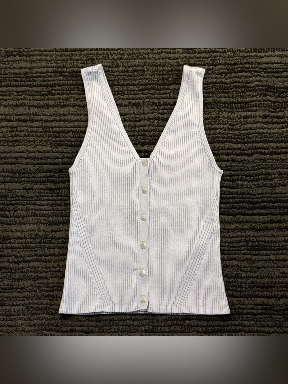 Madewell Cate The Signature Rib Double V Neck Button Front Sweater Tank Top